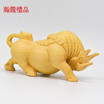 黄杨木雕生肖牛客厅 汽车摆件手工雕刻工艺品手把玩件牛 金钱牛