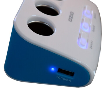 奥舒尔 E-DX25 车载充电器带双USB 一分三插座 可恢复保险丝90W