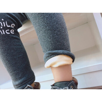 加绒加厚女童宝宝打底裤 2018冬季中小童修身印花儿童小脚靴裤裤 白色