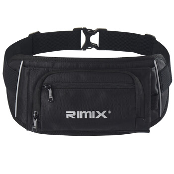 RIMIX 拓展运动跑步户外手机腰包 多仓位多口袋水壶拉链反光腰包防水防汗腰包 黑色