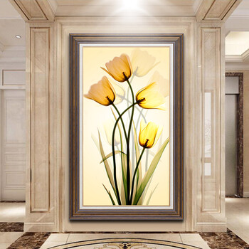 竖版大尺寸入户美式玄关画 过道走廊有框挂画欧式客厅沙发背景墙油画