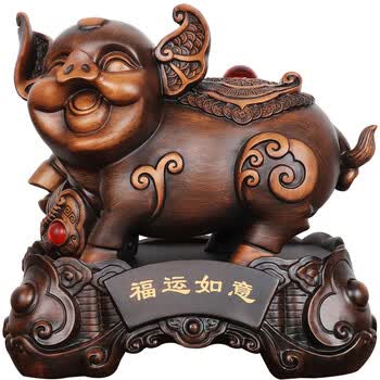 情人节礼物生肖猪摆件福运如意富足家居办公室酒柜装饰新年金猪工艺