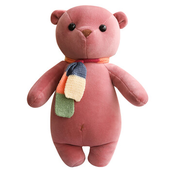 粉色围巾熊女童玩具布娃娃睡觉抱公仔 可爱狗熊玩偶 柔软小熊 儿童