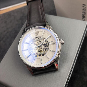 新款瑞士手表armani 阿玛尼手表男士机械表时尚皮带休闲男表ar60008