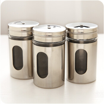 不锈钢带盖调味罐带孔调料盒厨房用品调料罐调味调料瓶（一个装）