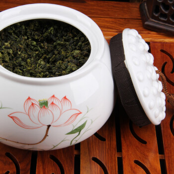 尊儒 功夫茶具茶道配件手绘陶瓷茶叶罐 储茶罐 密封罐 储物罐大号 红莲
