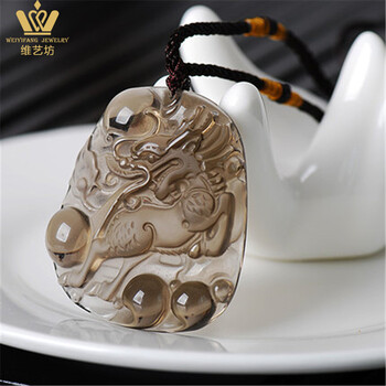 维艺坊冰晶黑曜麒麟吊坠情侣款挂件