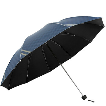 
                                        
                                                            天堂伞 英伦风格黑胶加大61cm*10骨三折晴雨伞32248E兰灰色                