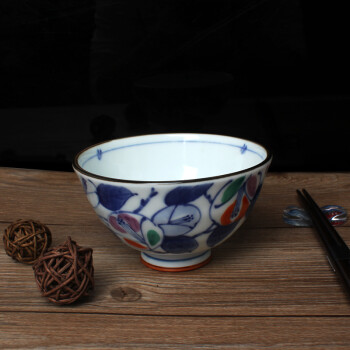 田川町 日式餐具套装 日本原装进口陶瓷碗盘碟 色绘花山茶 g