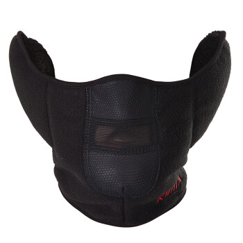 rimix保暖面罩耳罩 加厚加绒护耳头套 羊羔绒户外骑行跑步 护面罩头罩 黑色