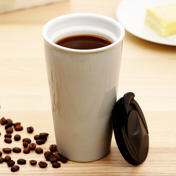 爱屋格林 美式创意咖啡杯 双层陶瓷马克杯磨砂拼接牛奶杯 杯子 深空灰