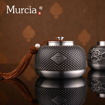 murcia 正品锡罐 锡制茶叶罐 锡壶器 密封储物茶罐 中高档礼品 锡罐马到成功