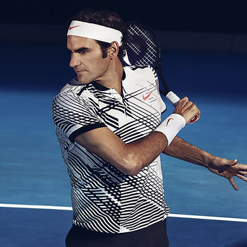 耐克nike 澳网费德勒 男网球服短袖t恤 立领运动衫 上衣 830906-100白