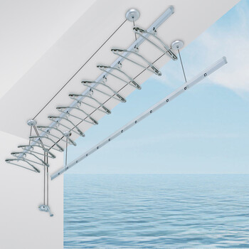 盼盼晾衣架升降 手摇 阳台双杆式晒衣架 银色