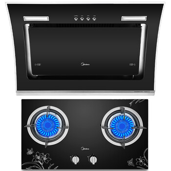 美的(midea)天弧形设计 侧吸式抽油烟机灶具套装 dj109 q213b((液化气