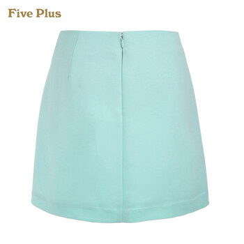 Five Plus新女秋装百搭纯色修身中腰半身裙A字裙短裙2133070040 粉绿580 M(165/70A)