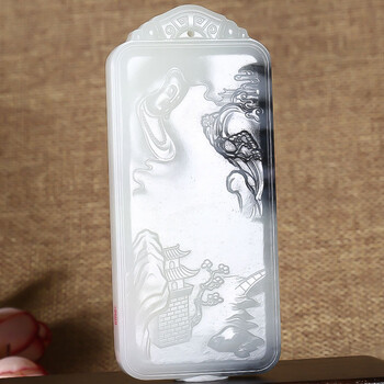 海派玉雕大师【崔哲豪】和田玉挂件 山水观音