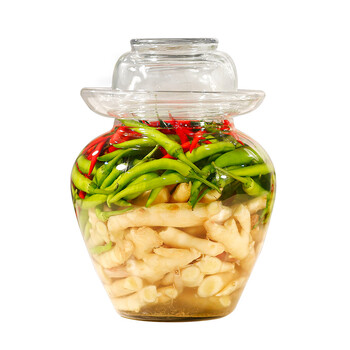 宏达 玻璃泡菜坛无铅四川泡菜密封罐 圆口腌菜缸酵素桶大号传统水密封泡菜坛子 10斤泡菜坛