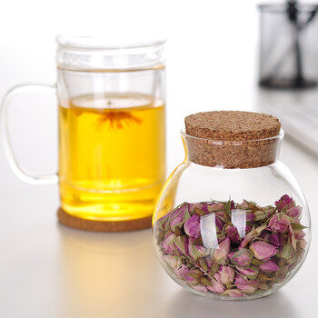
                                        左茗右器 透明耐热玻璃茶叶罐软木塞存茶罐花茶罐零食罐储物罐环保瓶许愿瓶                