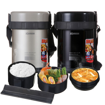 象印ZOJIRUSHI 保温饭盒1.8L不锈钢真空保温桶提锅便当盒饭盒SL-GF18 SL-GF18-BA黑色