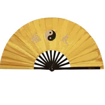 太极扇 1尺功夫扇 竹骨表演扇 竹制响扇 金色 均码