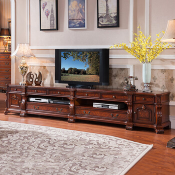 欧伦美实木电视柜3米欧式电视柜实木电视柜组合客厅tv柜矮柜地柜特价
