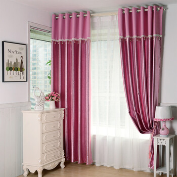 拉芳家园窗帘 现代简约纯色素色压花拼色窗帘客厅卧室阳台定制成品