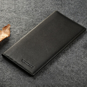 fennell 男士长款钱包 薄青年头层牛皮钱夹男皮夹商务 q1226ah鹿纹黑