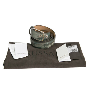 全新〕trussardi都萨蒂 迷彩图案牛皮男式针扣腰带95厘米长a