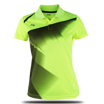 李宁羽毛球服 清仓服装 男女短袖短裤 运动服速干球衣 aayh234亮绿女