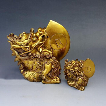 仿古铜日月神兽睚眦 铜器摆件龙王之子 装饰 小号