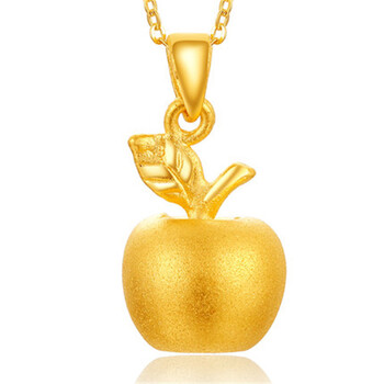 简悦 黄金苹果吊坠金苹果配银项链平安夜圣诞节礼物