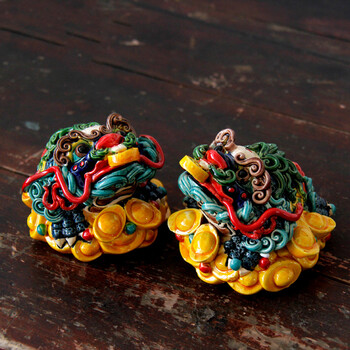 景德镇陶瓷器 七彩招宝进财蟾蜍/祥瑞家居客厅玄关摆件 蟾蜍小号一对