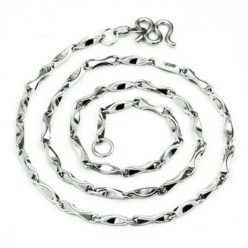 项链情侣链实心链男士霸气链女士精干链纯银m扣银链子批发结实银链子
