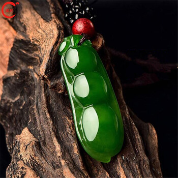 瑞纪 和田玉碧玉吊坠四季豆玉坠绿色玉石福豆项链女款