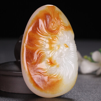 苏州大师刘程作品 新疆和田玉白玉籽料 雄霸天下挂件 54克 聚珏阁玉器