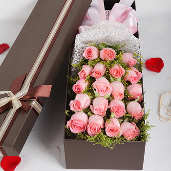 花束 北京上海广州深圳武汉成都郑州全国花店送花上门 19枝粉玫瑰礼盒