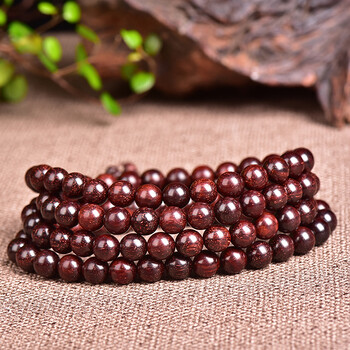 8毫米 牛毛纹小叶紫檀108颗多圈手串