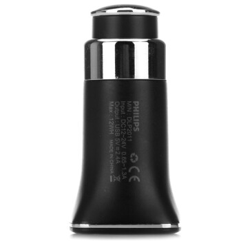 
                                        飞利浦 DLP2011 双USB 车充/车载充电器 双2.4A输出 黑色                