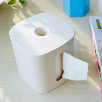 日本简约桌面卷纸盒 客厅纸抽盒家居纸巾盒  车载抽纸盒 厕所卫生间卷纸筒 白色