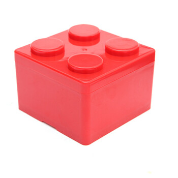 家英积木造型可叠加桌面收纳盒 正方形红色