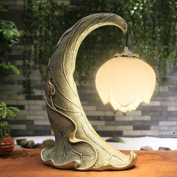 客厅卧室温馨床头灯个性创意中式书房装饰灯具 古银灯体(白色灯罩)