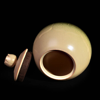 言艺 茶叶罐陶瓷 古陶莲花茶叶罐 茶具配件 古陶莲花茶叶罐