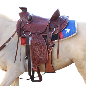 sailv马术西部马鞍骑士装备马具酒红色