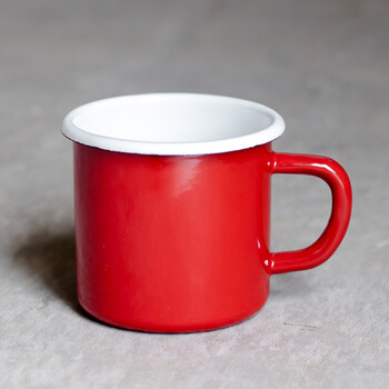 门扉 搪瓷杯 加厚375ml搪瓷杯办公室咖啡杯奶杯茶杯水杯儿童杯 红色