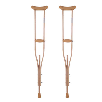 都邦 木质拐杖腋下老人残疾人双拐拐棍高度可调节助行器防滑轻便木头