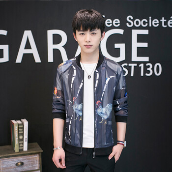 rxt 网格半透明男式薄款夹克休闲透气时尚皮肤外套rmjk174278 公鸡蓝