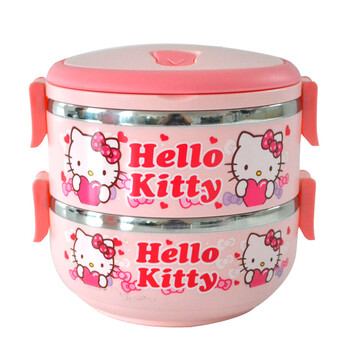 
                                        多层保温饭盒 不锈钢内胆手提便当盒泡面碗保温桶学生饭盒 hello kitty二层                