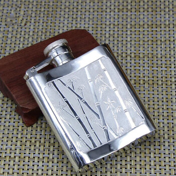 纯银扁酒壶随身手工银酒壶行军壶俄罗斯6盎司便携酒具礼品