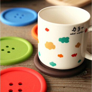 创意家居生活用品 圆形硅胶杯垫 韩版可爱纽扣杯垫 橙色 圆形